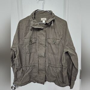 LOFT Women's Khaki Utility Jacket Large